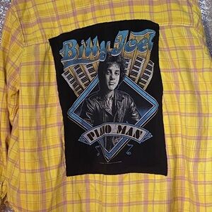 Yellow Plaid Music Graphic Shirt Jacket
